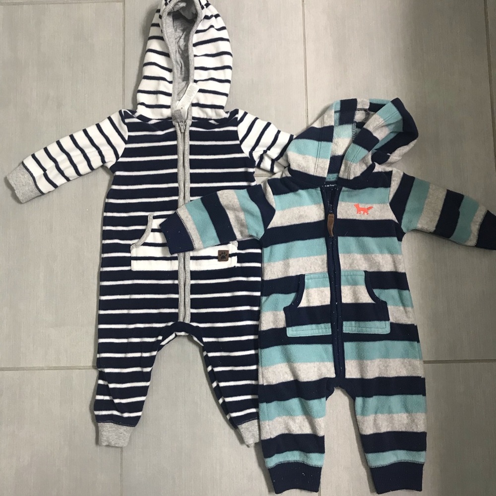 Fleece hooded one piece boys outfit